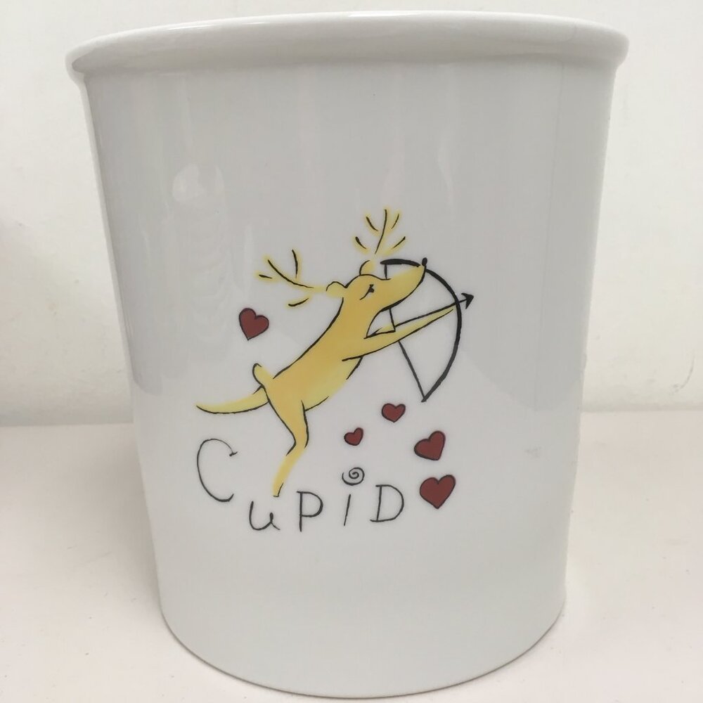 Pottery Barn Cupid Reindeer utensil holder 8" New